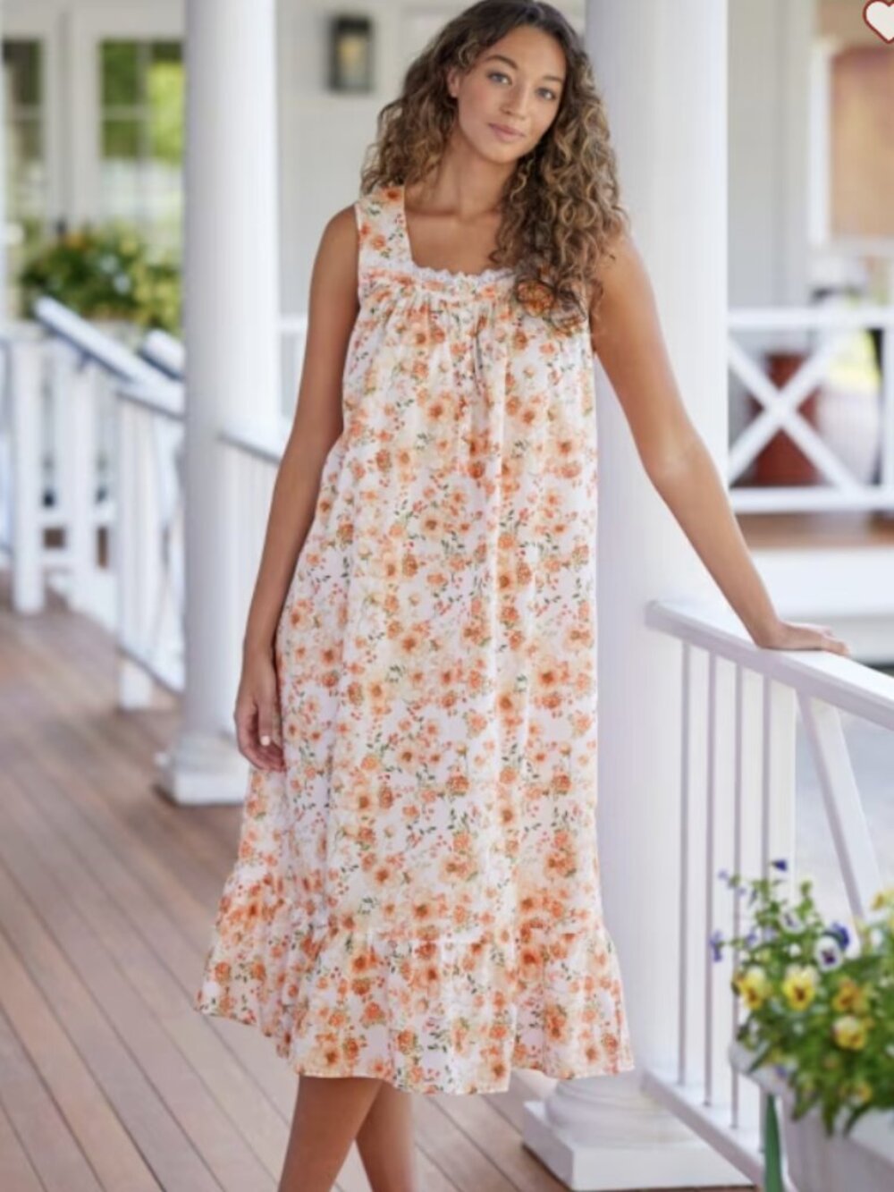 Ella Simone XS Nightgown Chemise Sunset Poppy Floral Cotton